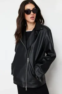 Trendyol Black Oversize Faux Leather Coat #8971363