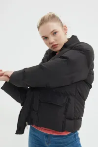 Trendyol Black Oversize Stand Up Collar Zipper Closure Inflatable Coat