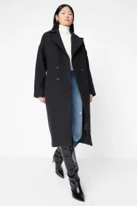 Trendyol Black oversize široký strih dlhý vlnený kašmírový kabát #6649589