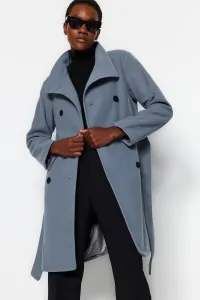 Trendyol Gray Belted dlhý razený kabát