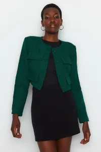 Trendyol Emerald Green Tweed Crop Woven Jacket #8000568