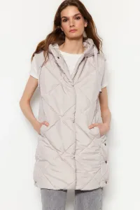Trendyol Stone Hooded Inflatable Vest with Snap Snaps