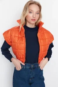Trendyol oranžová široko strihaná oversize crop prešívaná vesta
