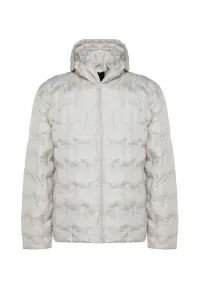 Trendyol Pánsky sivý Regular Fit s kapucňou s textúrou vody a vetru odolný nafúknutý zimný kabát