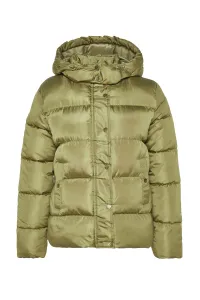 Trendyol Khaki Oversized Hooded Gold Snap Detailný vodoodpudivý nafukovací kabát