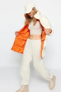 Trendyol Beige-Multicolored Oversize Coat Reversible, Wearable, Water Repellent, Quilted Inflatable Coat #7188107