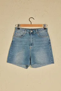 Trendyol Blue Basic High Waist Denim Shorts