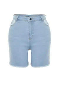 Trendyol Curve Light Blue Pocket and Tassel Detailed Mini Denim Shorts #9130766