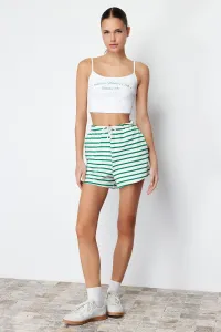 Trendyol Green Striped Elastic Waist Basic Knitted Shorts & Bermuda #9167639