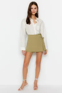 Trendyol Khaki Lace-Up and Eyelet Detail Woven Shorts Skirt