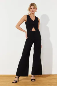 Trendyol Black Wide Leg Window Detailed Maxi Woven Jumpsuit