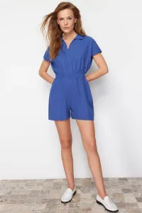 Trendyol Blue Elastic Waist Wide Leg Mini Woven Jumpsuit