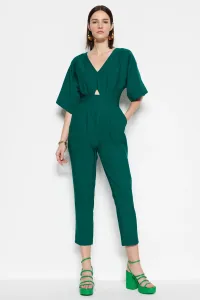 Trendyol Emerald Green Woven Cut Out/Window Detailed Overalls