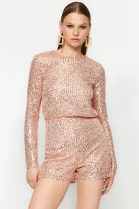 Trendyol Gold Sequin Short Jumpsuit