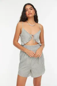 Trendyol Green Striped Cut Out Detailed Jumpsuit