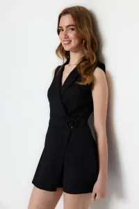 Trendyol Black Belted Double Breasted Collar Mini Woven Jumpsuit #5802093