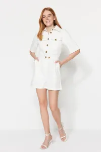 Trendyol White Mini Woven Button Detailed Jumpsuit