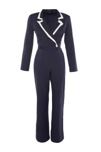 Trendyol Navy Blue Maxi Jumpsuit With Woven Button Detailed