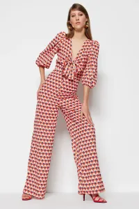 Trendyol Red Maxi Woven Geometric Pattern Jumpsuit