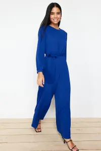 Trendyol Navy Blue Tasseled Cape-Jumpsuit Evening Dress Suit