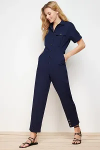 Trendyol Navy Blue Button Detailed Maxi Woven Jumpsuit