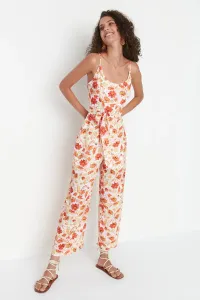 Trendyol White Belted Strap Woven Jumpsuit