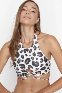 Trendyol Leopard Print bikini top s kravatou detailný