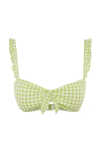Trendyol Green Gingham textúrovaný kravatový top bikín bez ramienok