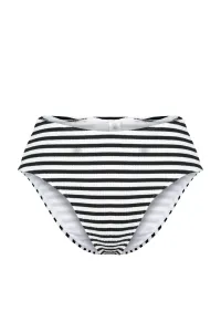 Trendyol Black and White Striped Textured High Waist High Leg Hipster Bikini Bottoms