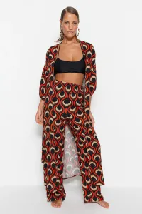 Trendyol Geometric Pattern Belted Maxi Woven Kimono & Kaftan with Balloon Sleeves