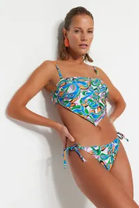 Trendyol Lilac Abstract Pattern Bikini Bottoms With Tie Detailed