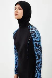 Trendyol Navy Blue Long Sleeve Surf Performance 3-Piece Swimsuit Set