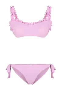 Trendyol Pink Bralette Frilly Textured Regular Bikini Set #9211860
