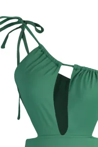 Trendyol zelené plavky s jedným ramenom / oknami s vysokými nohami #5238955