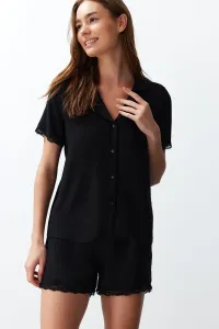 Trendyol Black Lace Detailed Viscose Woven Pajamas Set #9309285