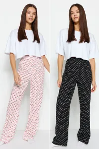 Trendyol Black-White 2 Pack Polka Dot Viscose Woven Pajama Bottoms