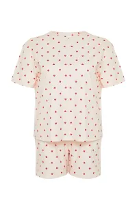 Trendyol Curve Light Pink Heart Pattern Knitted Pajamas Set #9154353