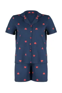 Trendyol Curve Navy Blue Heart Pattern Knitted Pajamas Set #9231750
