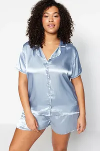 Trendyol Curve Plus Size Pajama Set - Gray - Plain #4966458
