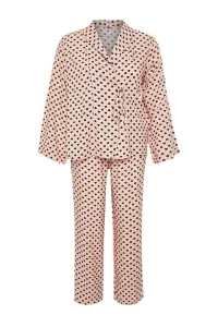 Trendyol Curve Powder Double Breasted Closure Heart Patterned Pajamas Set