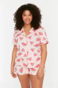 Trendyol Curve Powder Printed Knitted Buttons Pajamas Set #5043363