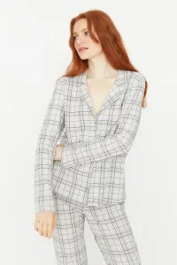 Trendyol Gray 100% Cotton Plaid Shirt-Pants Knitted Pajama Set #4657966