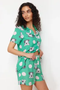 Trendyol Green Animal Pattern Viscose Woven Pajamas Set