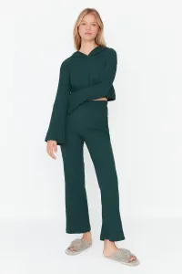 Trendyol Green Ribbed Knitted Pajamas Set