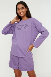 Trendyol Lilac Printed Boyfriend Fit and Knitted Pajamas Set #2806706