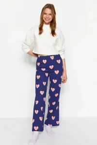 Trendyol Navy Blue 100% Cotton Heart Pattern Knitted Pajama Bottoms