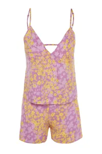 Trendyol Floral Back Window/Cut Out Detailed Viscose Singlets-Shorts, Woven Pajamas Set
