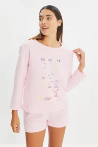 Trendyol Powder Printed Knitted Pajamas Set #741590