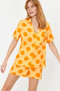Trendyol Yellow Multi Color Polka Dot Viscose Shirt-Short Woven Pajamas Set #8837007