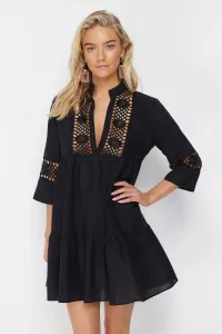 Trendyol Beige Mini Woven Lace Detailed 100% Cotton Beach Dress #703472